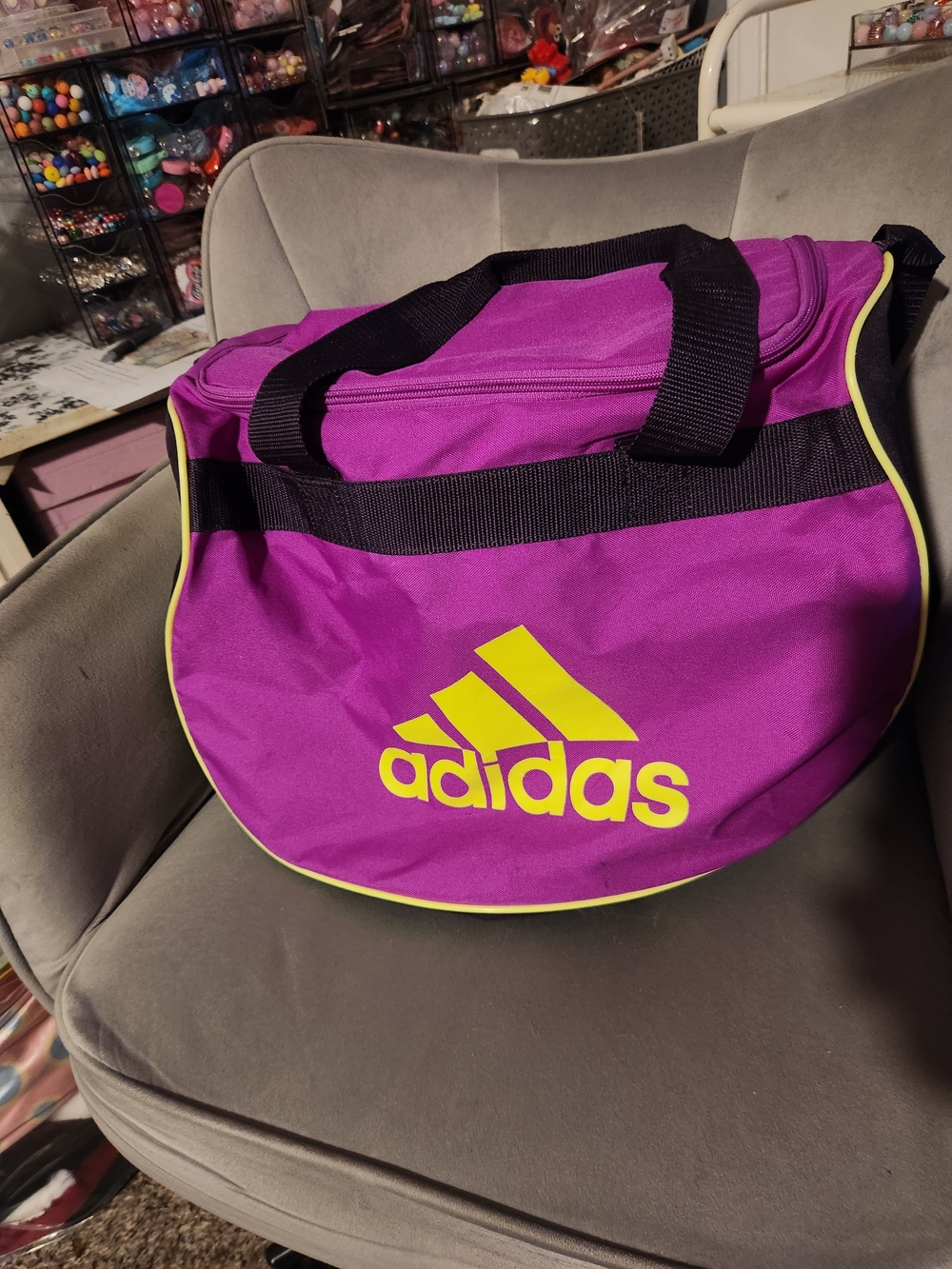adidas Womans Purple and Yellow Sports Duffel Bag